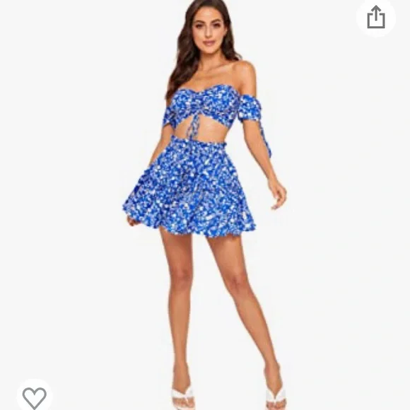 Floerns Skirts Floerns Two Piece Outfit Floral Off Shoulder